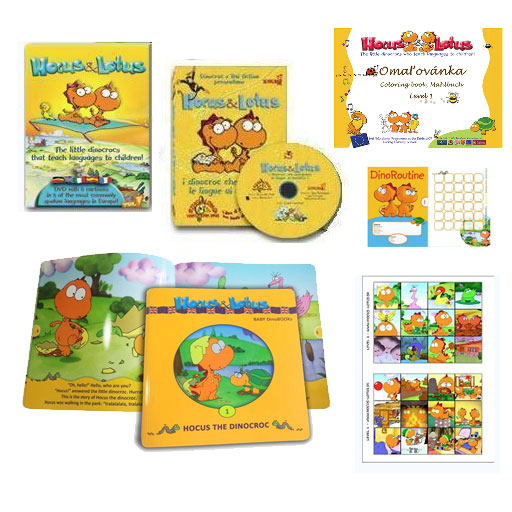 Zvýhodnený balíček materiálov obsahuje: 5-jazyčné DVD a knižky (6ks), CD s muzikálmi k príbehom vo vybranom jazyku + Omaľovánka a Pexeso zdarma. Ako alternatíva k DVD+CD je teraz v ponuke aj USB verzia. Uveďte prosím svoju USB preferenciu do poznámky objednávky. Pokúsime sa Vám vyhovieť.<br><br>Špeciálna Baby sada s pofóliovanými knižkami len v anglickom jazyku, vhodné pre malé deti.